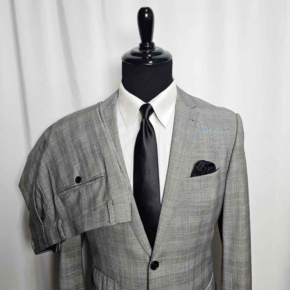Indochino Suit Mens Sz 42R Pants 34x31 Houndstooth Glen Plaid Check 100% Wool - Picture 2 of 16